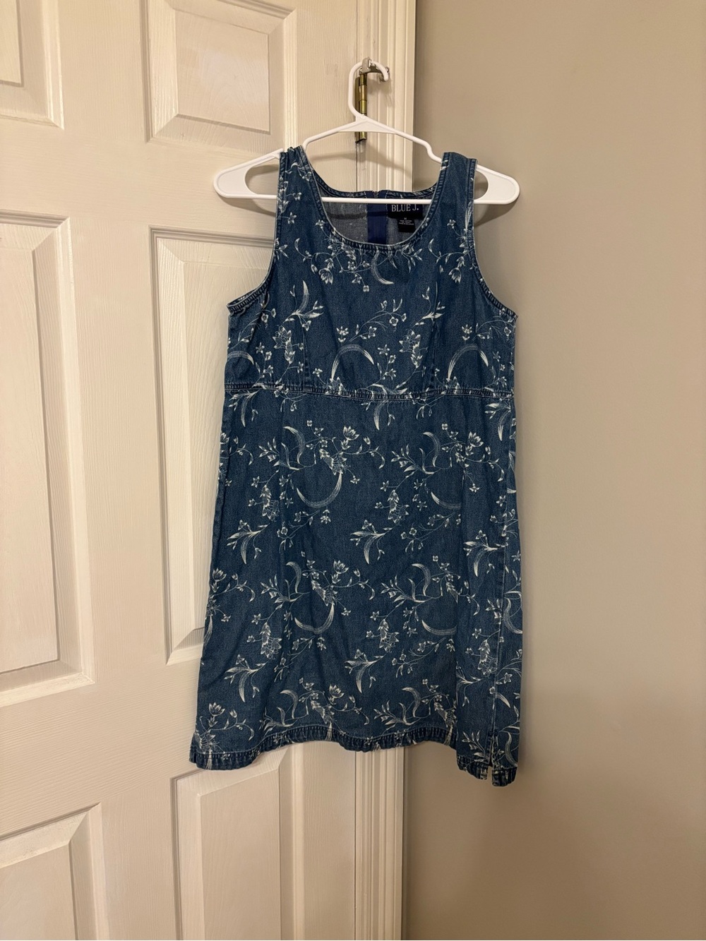 Vintage Blue J Denim Sleeveless Floral Dress Size M